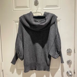 Express Cowl Neck Sweater Size XS, Charcoal Dark Gray Balloon Sleeve Turtleneck